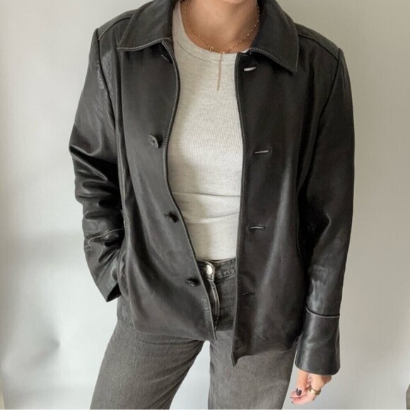 Anne Klein Jackets & Blazers - Vintage Anne Klein Genuine Black Leather Jacket